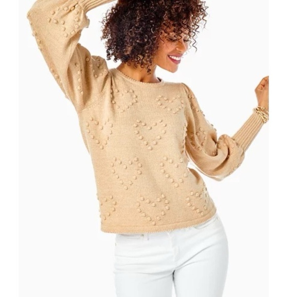Lilly Pulitzer gold sparkle kippa heart sweater
